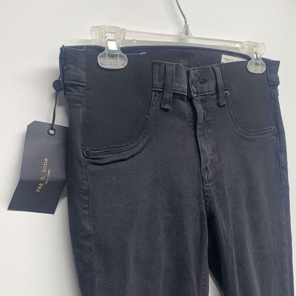 rag & bone Maternity Jeans Black Denim Skinny Legging Night Ripped NWT New 29 - Picture 9 of 14